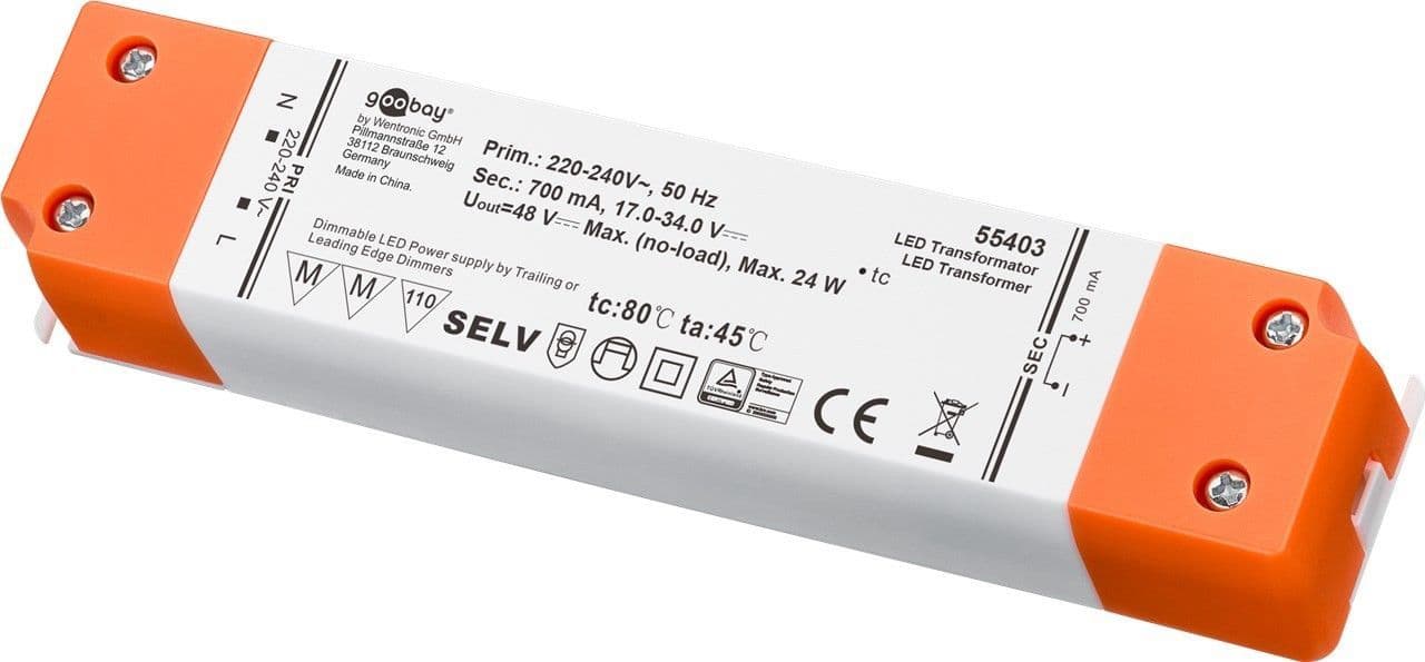 Transformateur de courant constant pour LED 700 mA CC pour LED jusqu'à 24 W de charge totale