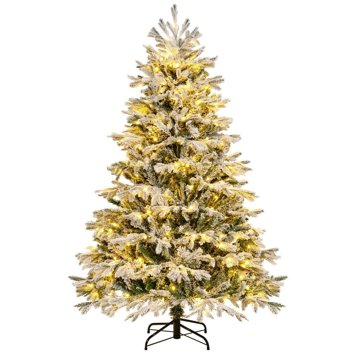 CostwaySapin de Noël Artificiel de 180 cm Sapin de Noël à Charnières avec 1022 Branches en PE PVC & 350 Lumières LED Blanches Chaudes Sapin de Noël