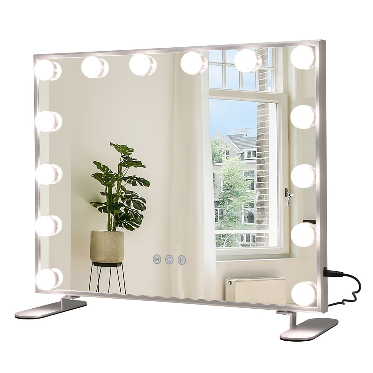 CostwayMiroir Maquillage Hollywood 14 Ampoules LED Tactile Éclairage Luminosité Rglable Blanc Froid/Chaud/Neutre