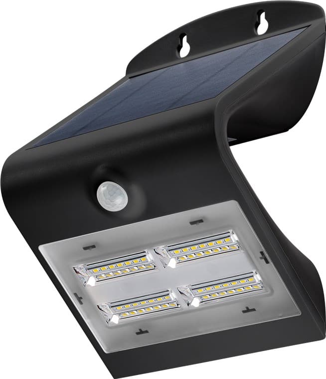 Applique murale solaire à LED Goobay avec détecteur de mouvement, 3,2 W, noir