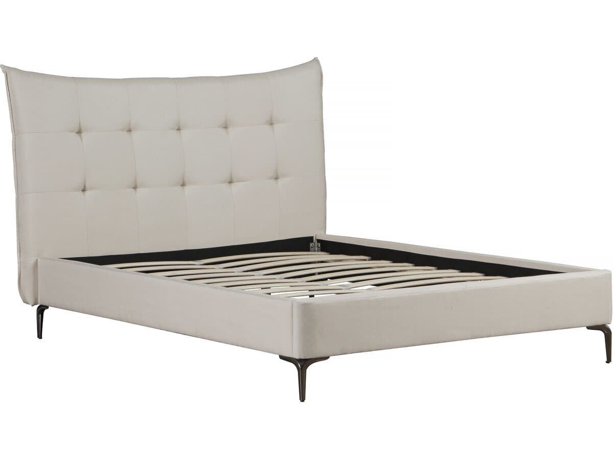 Lit double en tissu capitonné " Aspen" 140 x 190 cm - Beige
