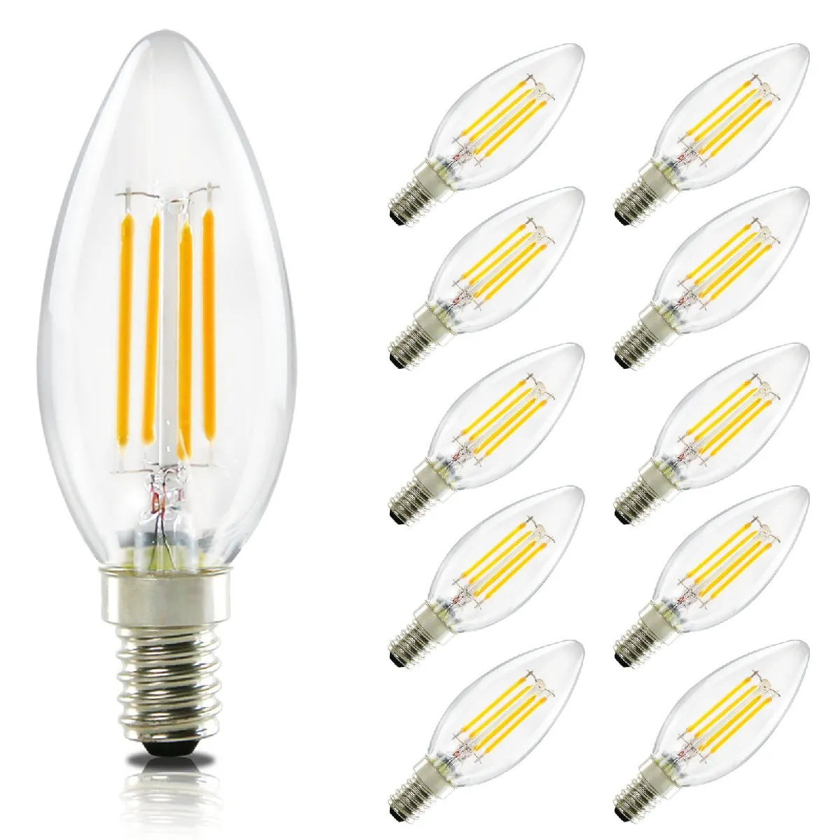 ZMH Ampoule LED E14 Blanc Chaud Bougie 4w 2700k Filament Rétro