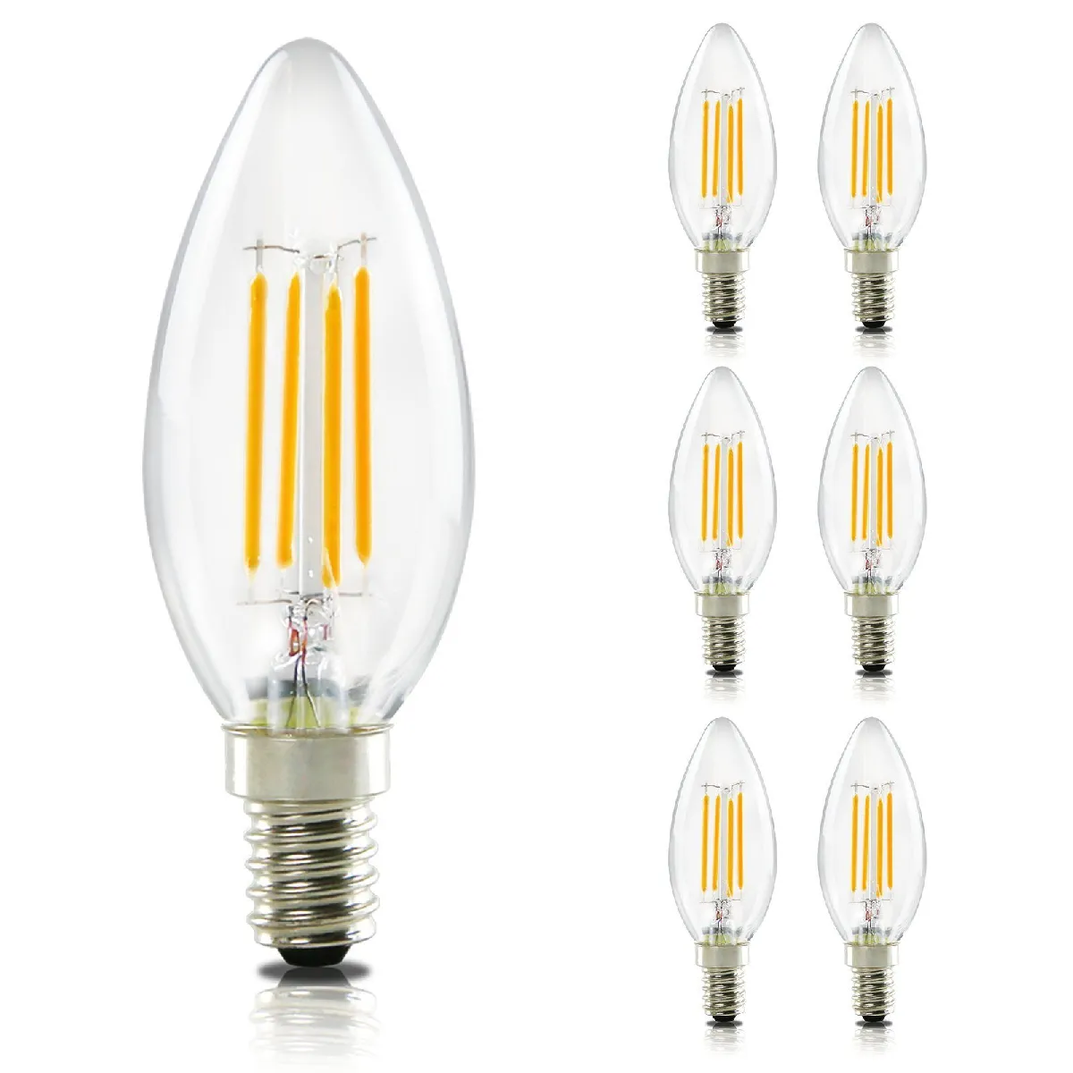 Zmh ampoules LED E14 bougie rétro - lot de 6